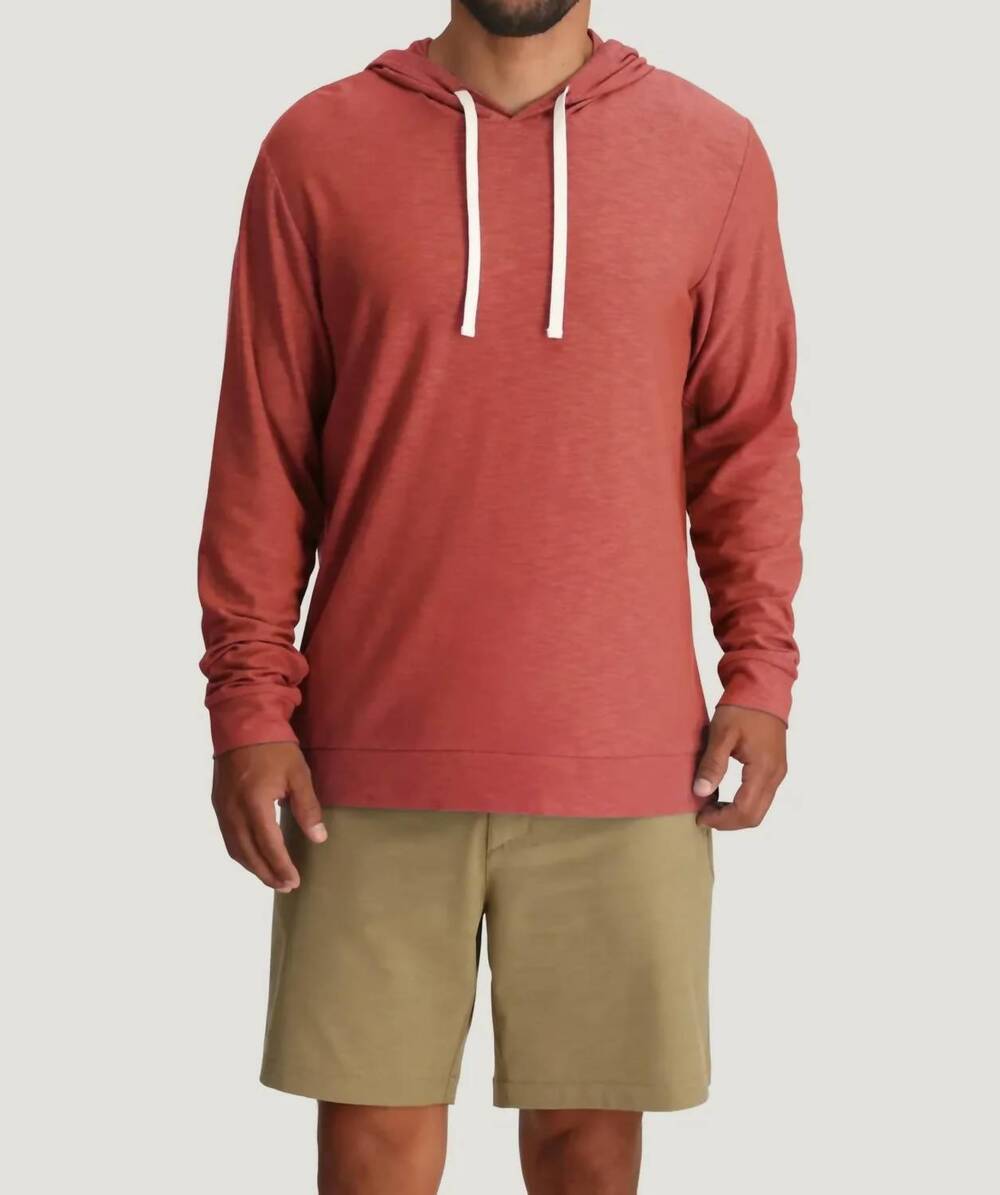 NEW FREE FLY men's bamboo slub hoodie ii in red clay